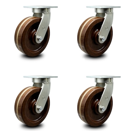 Service Caster 12 Inch Extra Heavy Duty High Temp Phenolic Wheel Swivel Top Plate Caster, 4PK SCC-KP92S1230-PHRHT-4